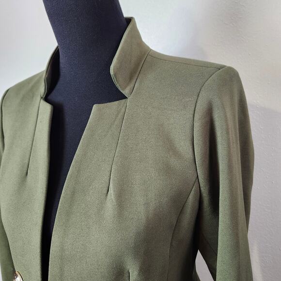 Tahari ASL Women's Ponte Faux Double Breasted Blazer Olive Green NWT Size 4 - Picture 3 of 16